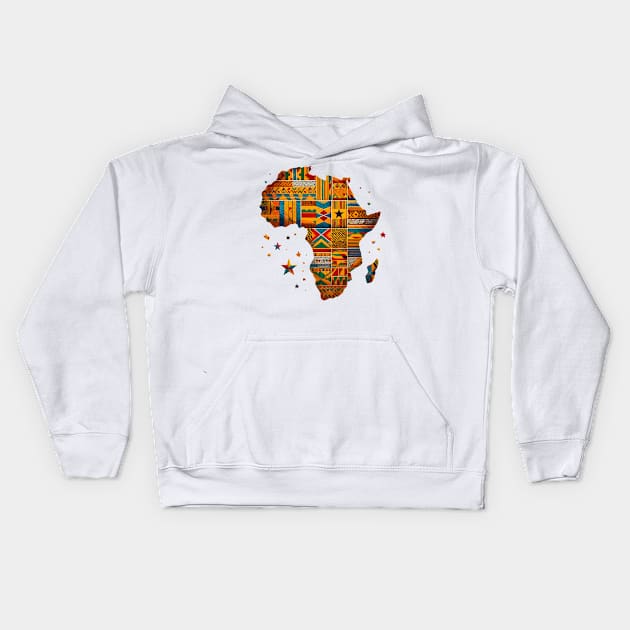 African Map Kente Pattern Kids Hoodie by Graceful Designs